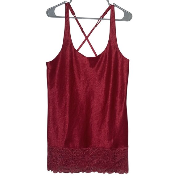 Victoria's Secret Other - Victoria’s Secret Gold Label Red Satin Lace Slip Dress 80s Vintage M